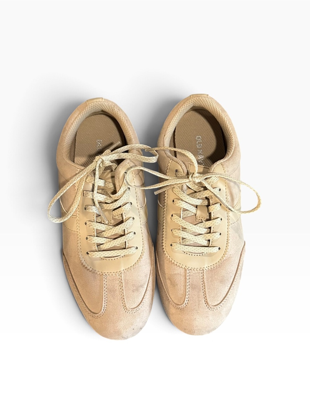 Old Navy Retro Faux Suede Trainer Sneakers Beige Tan Women's Size 7